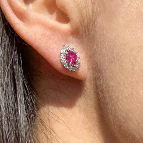 Ruby & Diamond Marquise Stud Earrings