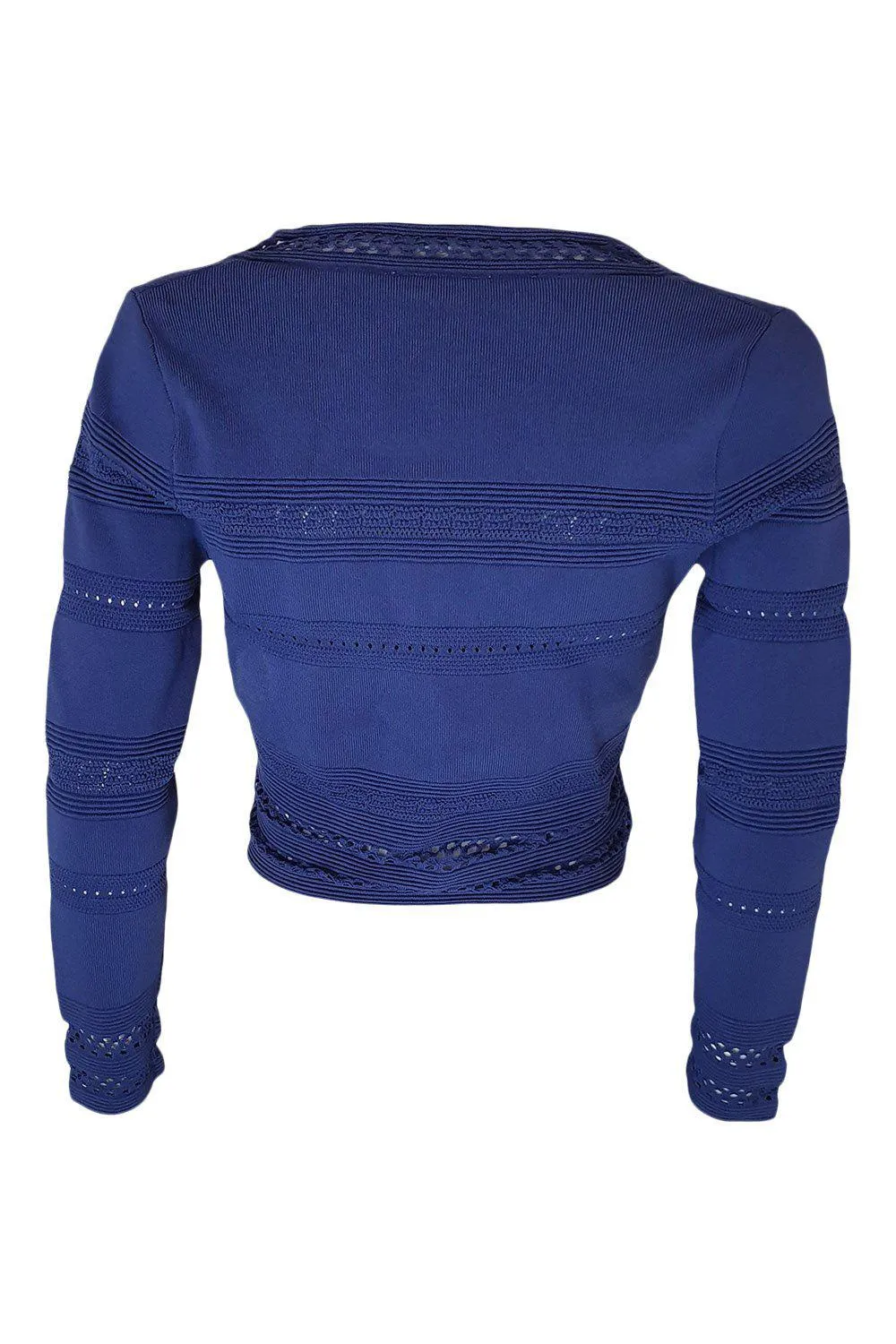 SANDRO Eglantine Blue Knit Long Sleeved Cropped Cardigan (S)