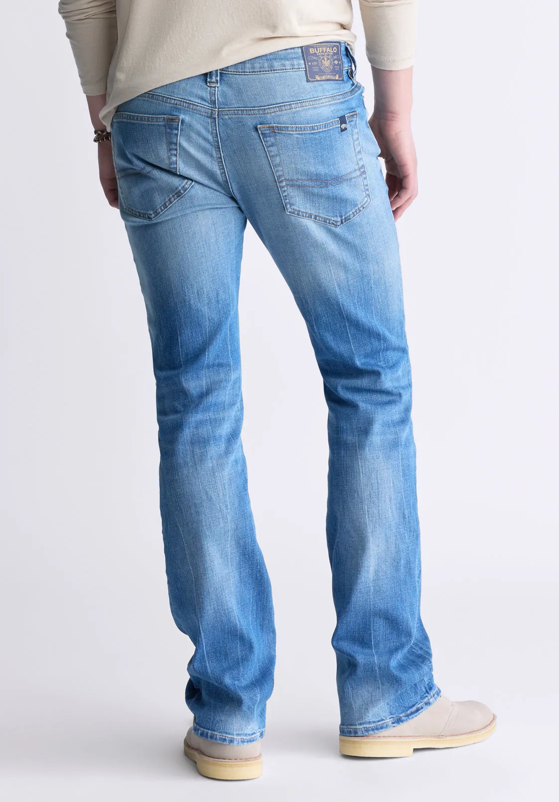 Slim Bootcut King Men's Jeans, Veined and Sanded Indigo - BM26004