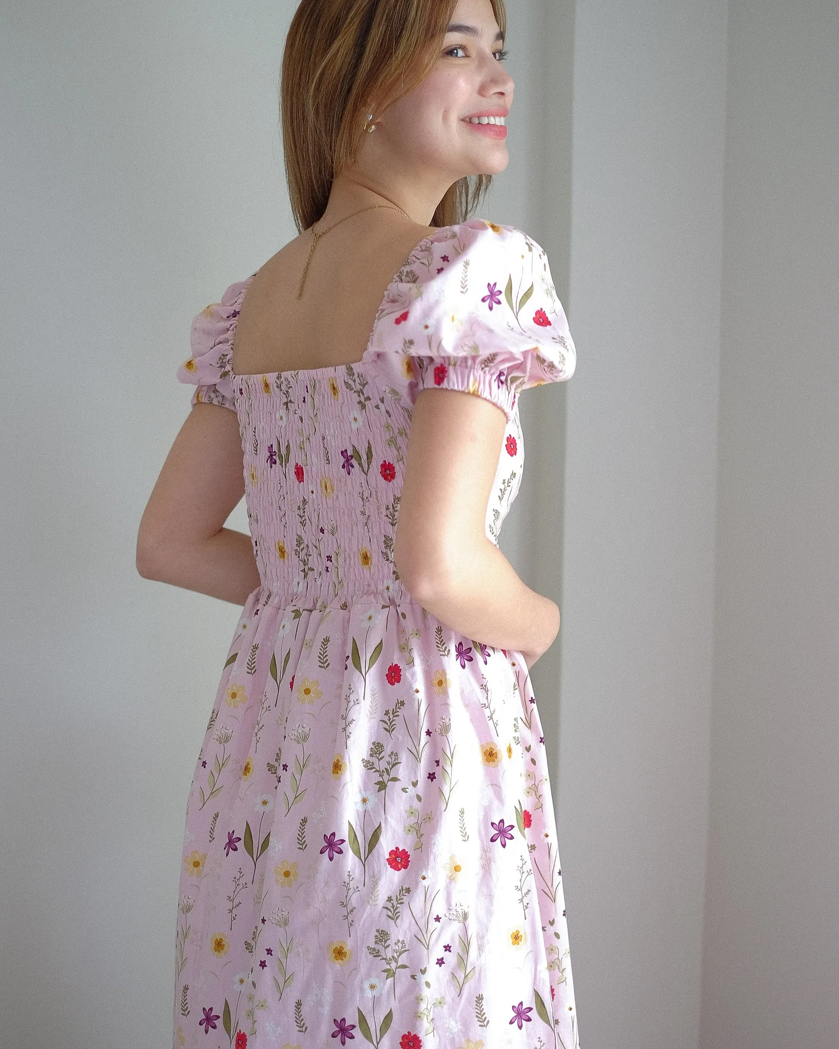 The Roxanne Midi dress - pink floral garden