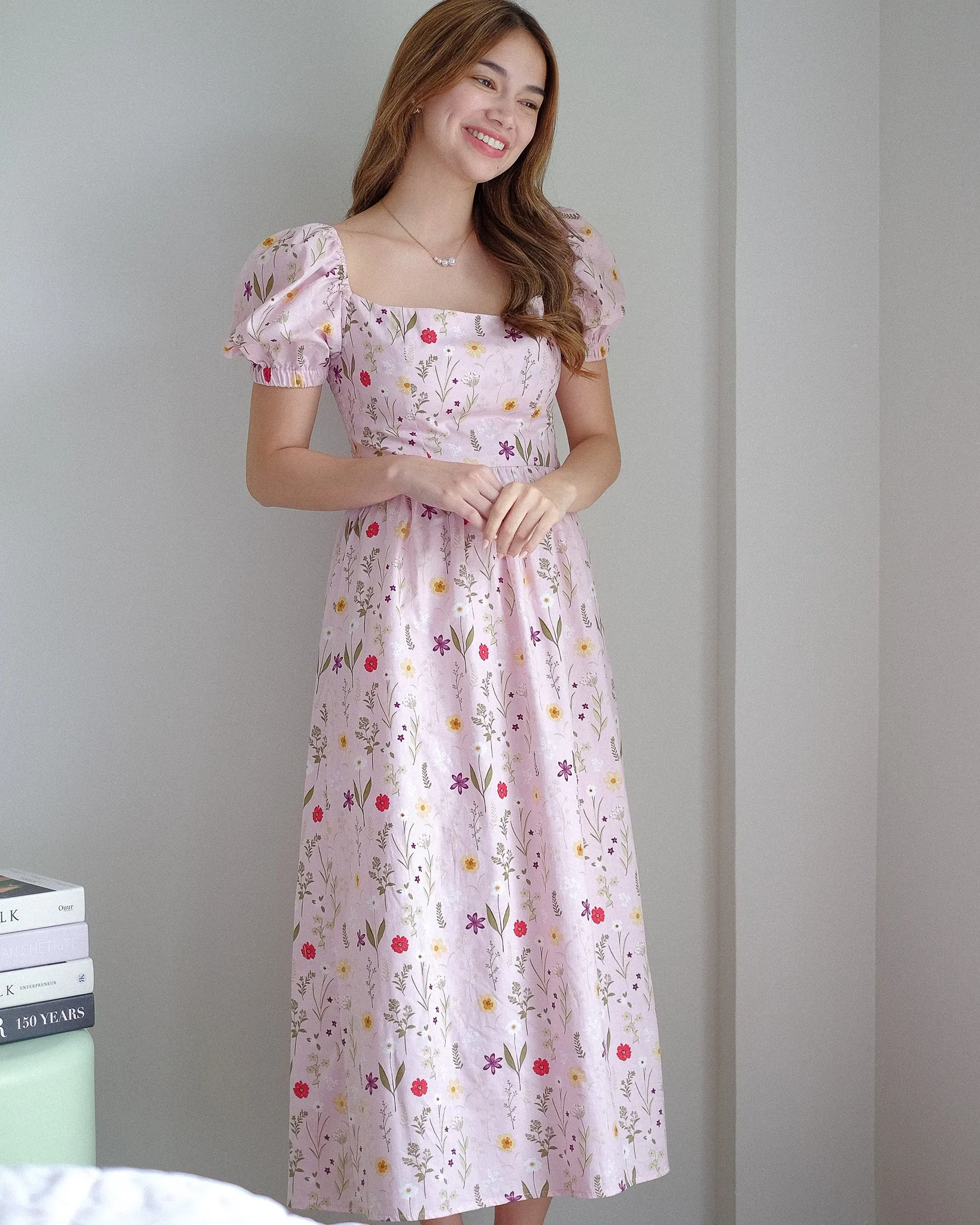 The Roxanne Midi dress - pink floral garden