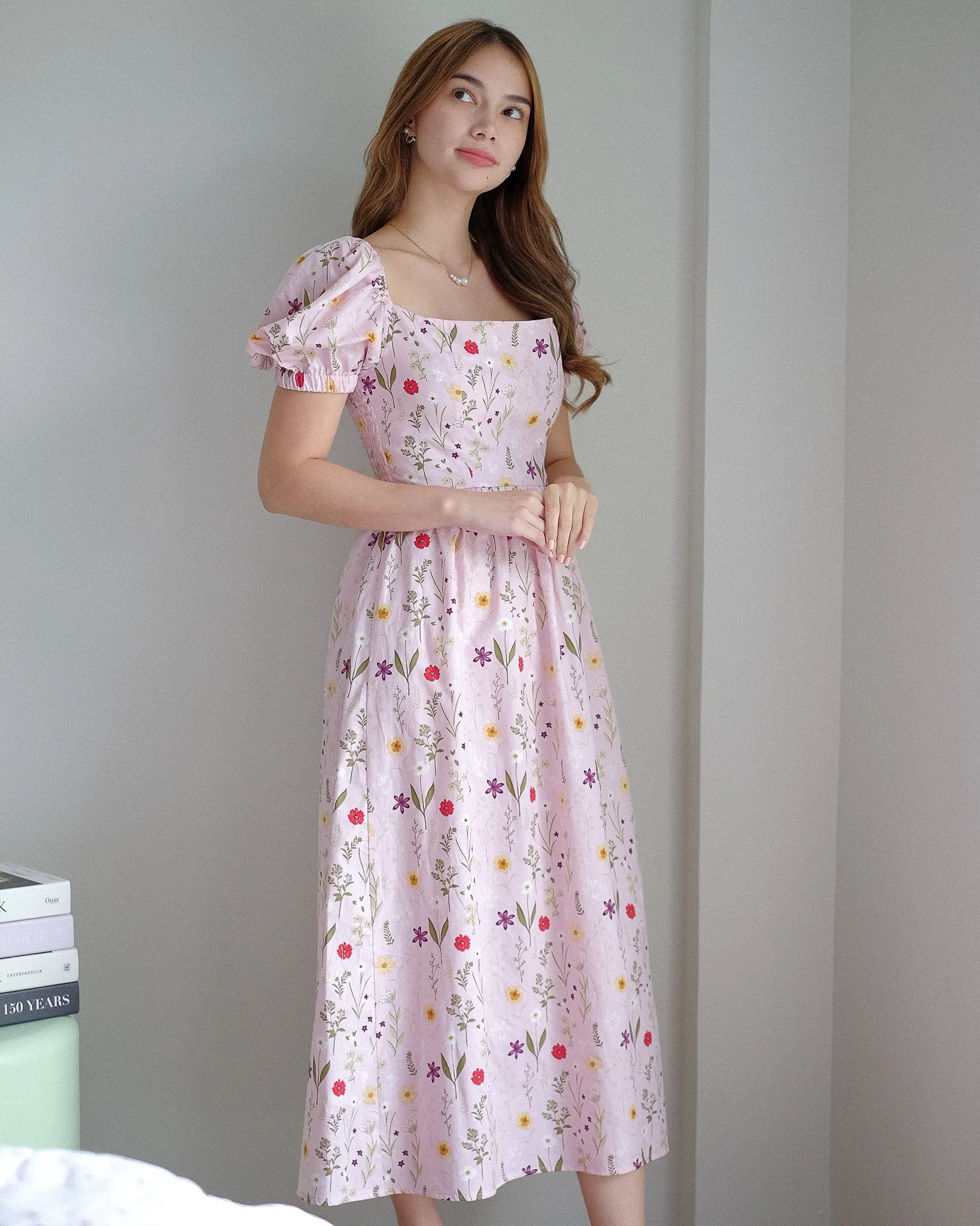 The Roxanne Midi dress - pink floral garden