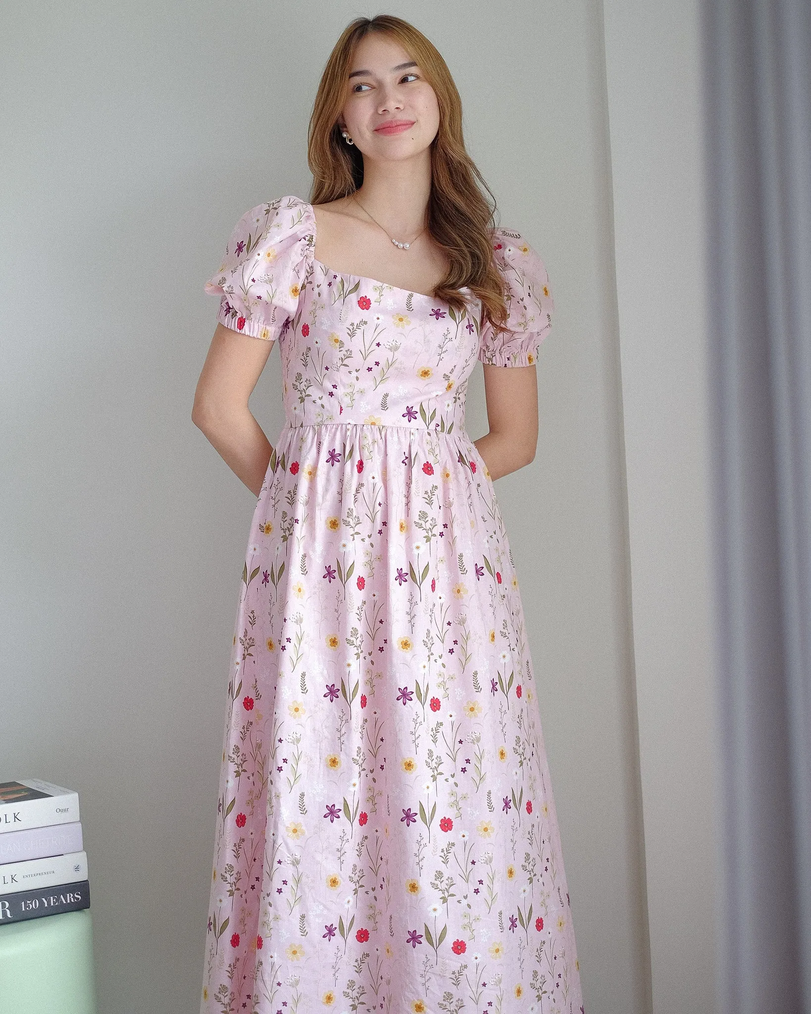 The Roxanne Midi dress - pink floral garden