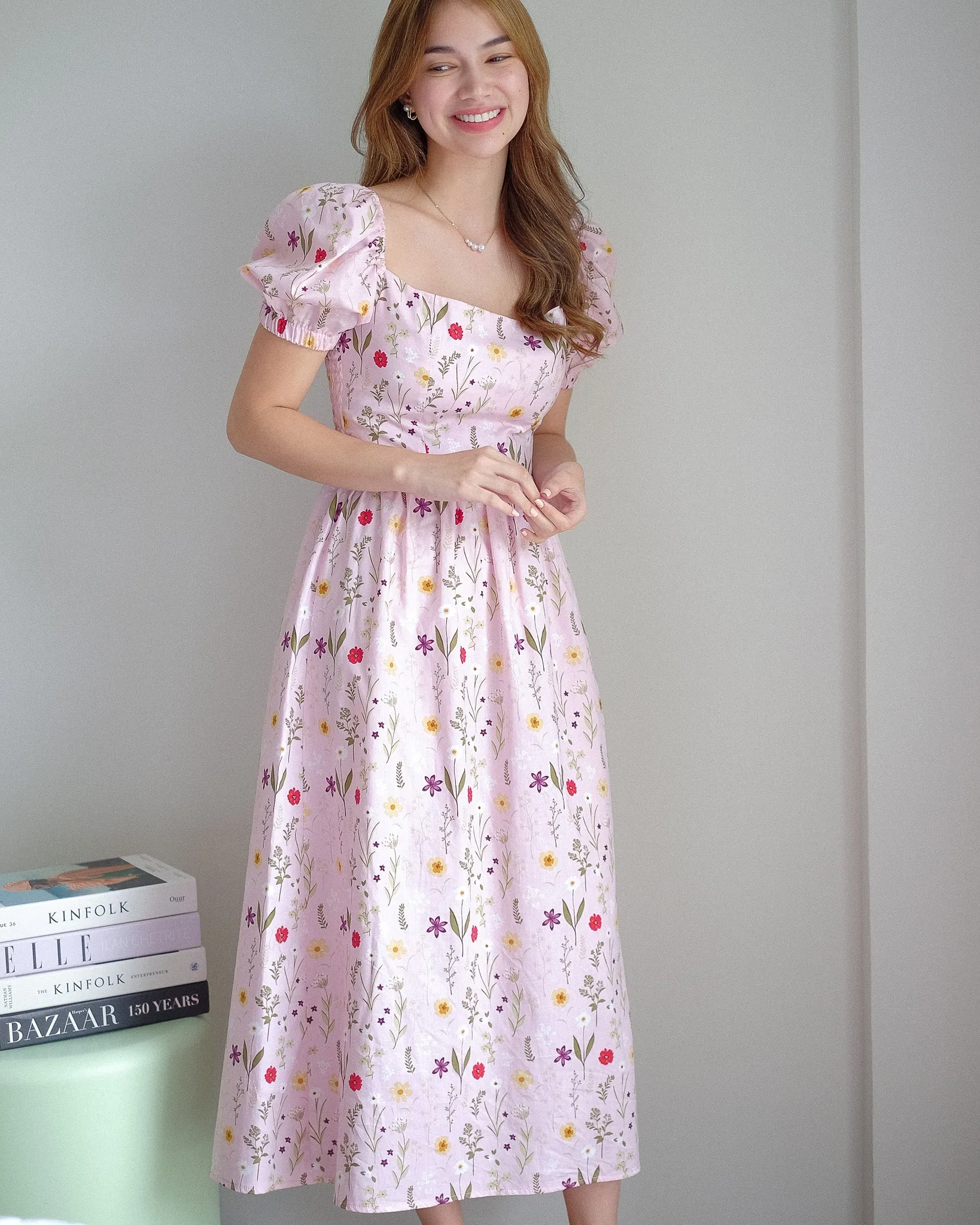 The Roxanne Midi dress - pink floral garden