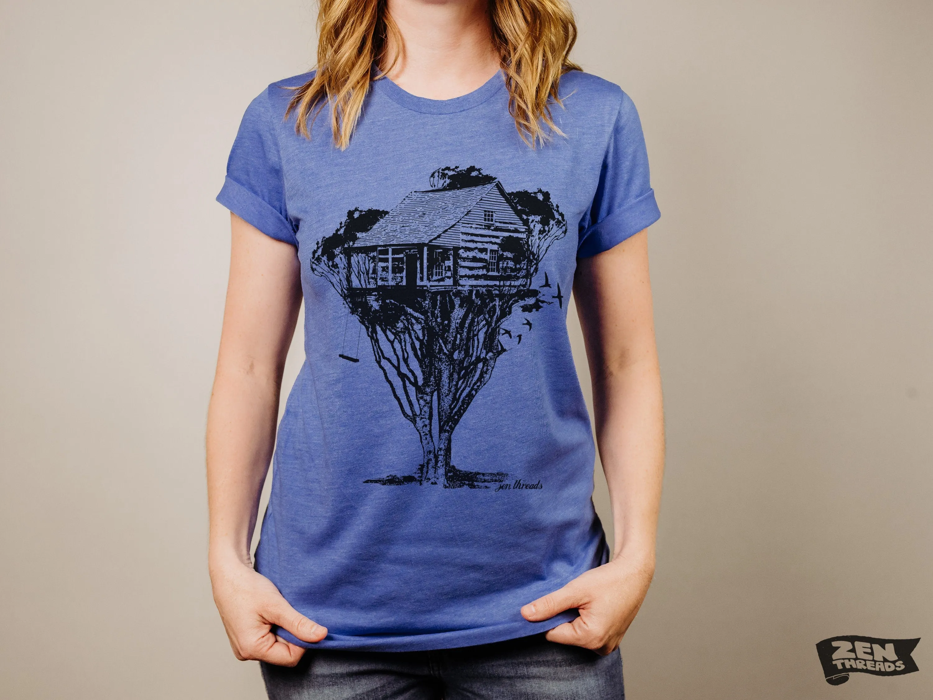 TREEHOUSE Unisex Cabin t shirt custom color printed tee mens women's Bella canvas adventure mom dad climbing nostalgia kid at heart builder