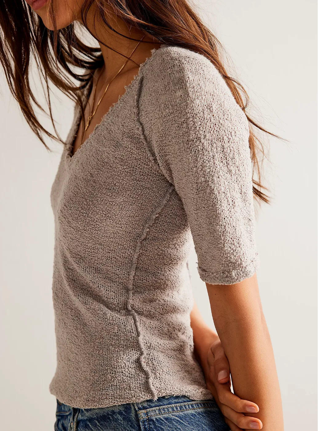 We the Free People Short Sleeve Francis Sweater Tee in Jack Rabbit