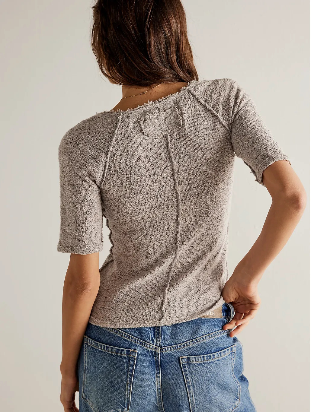 We the Free People Short Sleeve Francis Sweater Tee in Jack Rabbit